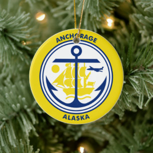 Ankerflagge, Alaska Keramik Ornament