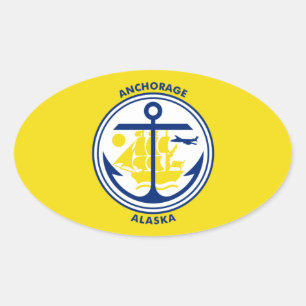 Ankerflagge, Alaska Ovaler Aufkleber