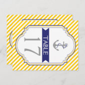 Ankergelbe, nautische Hochzeitsszene Tischnummer (Vorne/Hinten)