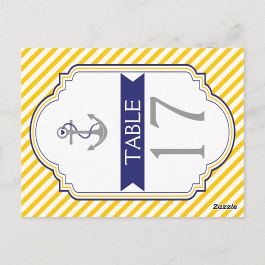 Ankergelbe, nautische Hochzeitsszene Tischnummer (Rückseite)