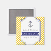 Ankergelbe weiße nautische Hochzeit Save the Date Magnet (Vorderseite/Rückseite)
