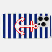Ankergrafik im Nautischen Stil auf Streifen Case-Mate iPhone Hülle (Rückseite (Horizontal))