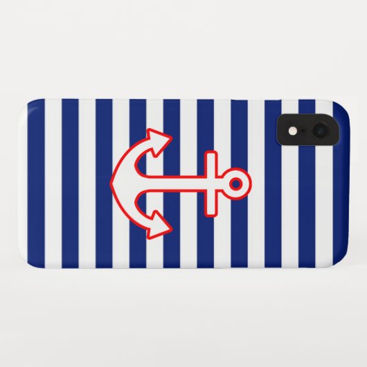 Ankergrafik im Nautischen Stil auf Streifen Case-Mate iPhone Hülle (Rückseite (Horizontal))