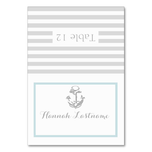 Ankergraue autische Sitzkarte Tischnummer (Vorderseite)