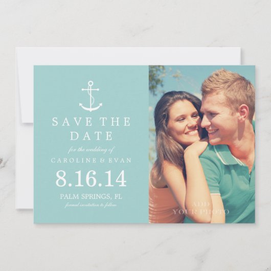 Ankerhochzeit Foto speichern das Datum {Minze} Save The Date (Vorderseite)