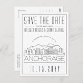 Ankerhochzeit | Stilisierte Skyline Save the Date Postkarte (Vorne/Hinten)