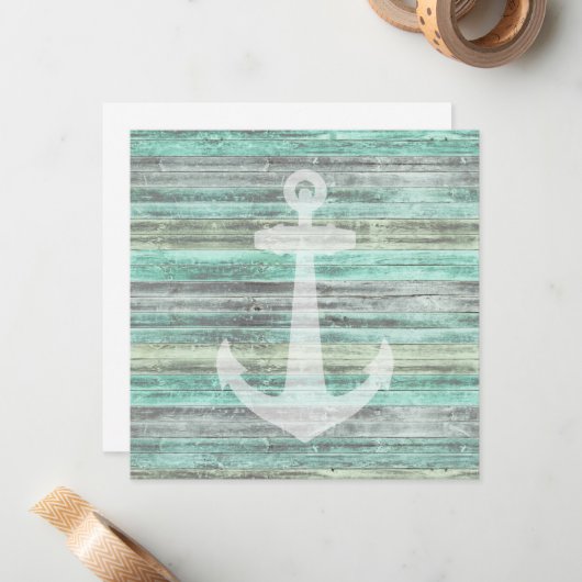 Ankerkarte für die rustikale Küstendekoration Mitteilungskarte (Vorderseite/Rückseite Beispiel)