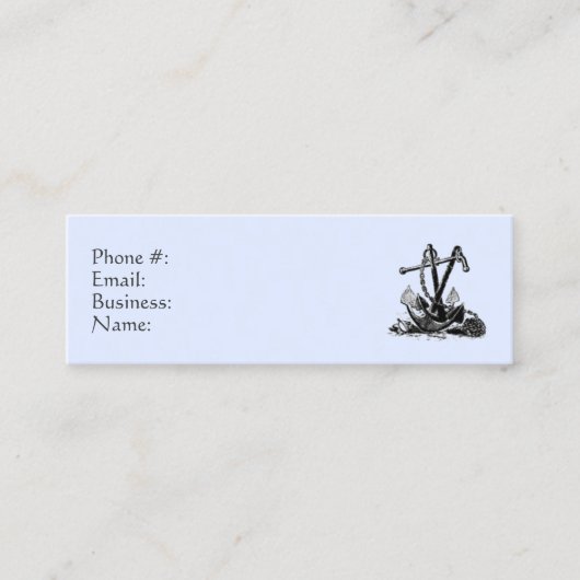 Ankerkarte Nautical Blue Business Card Mini Visitenkarte (Vorderseite)
