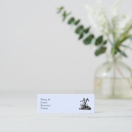 Ankerkarte Nautical Blue Business Card Mini Visitenkarte (Stehend Vorderseite)