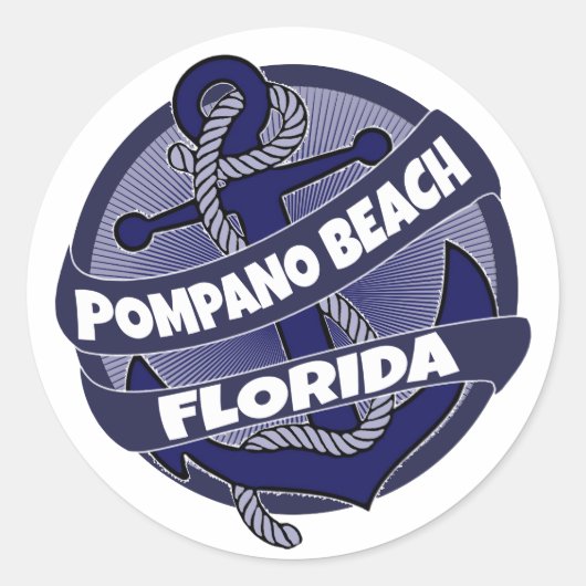 Ankerkleber für Pompano Beach Florida Runder Aufkleber (Vorderseite)