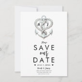 Ankerküste Nautic Heart Rope Save the Date Einladung (Vorderseite)