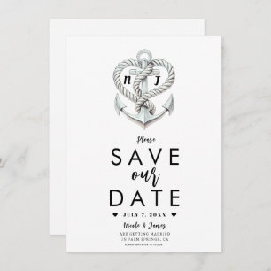 Ankerküste Nautic Heart Rope Save the Date Einladung