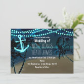 Ankerleuchten & Palmen Einladungen für Hochzeiten (Stehend Vorderseite)