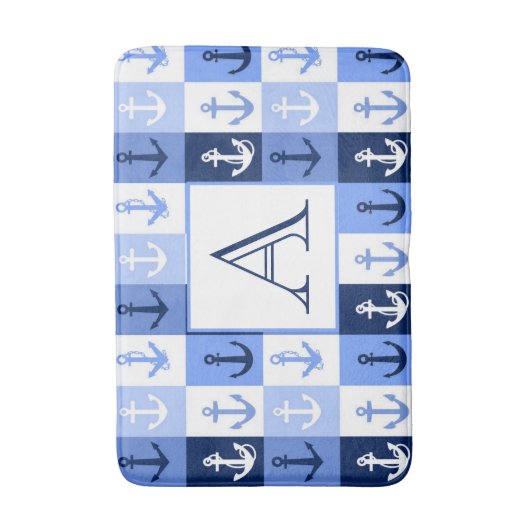 Ankermatte in Monogramm Badematte (Vorderseite Vertikal)