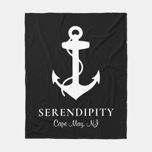 Ankermongram Black Fleecedecke (Vorderseite)