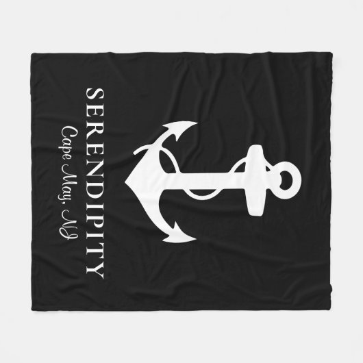 Ankermongram Black Fleecedecke (Vorderseite (Horizontal))