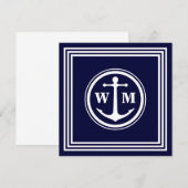 Ankermonogramm 5,25x5,25 Square Paper Einladung (Vorne/Hinten)