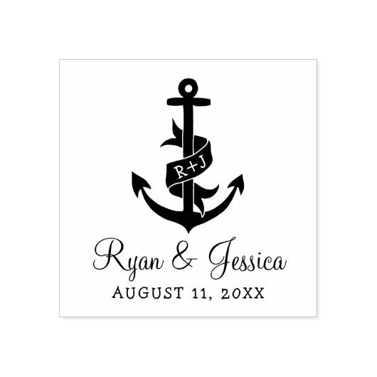 Ankermonogramm-Hochzeits-Briefmarke Gummistempel (Prägung)