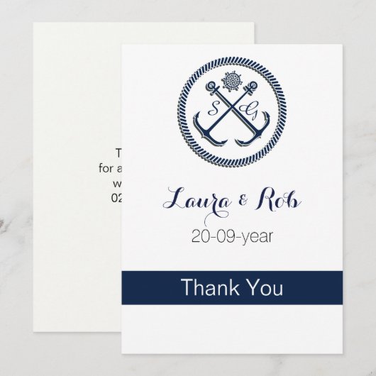 Ankermonogramm, Schönheits-Hochzeit Einladung (Vorne/Hinten)