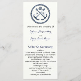 Ankermonogramme, Nautische Hochzeitsprogramme Programm