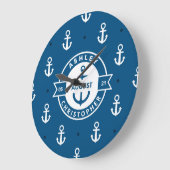 Ankermuster blau nautische Hochzeit Große Uhr (Winkel)