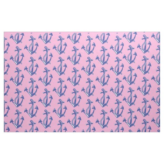 Ankermuster der Nautischen Marine auf rosa Stoff (Fat Quarter (45,7 x 55,9 cm))