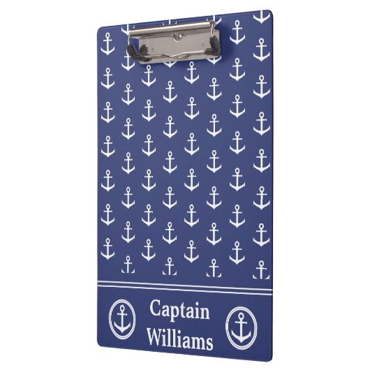Ankermuster für nautisches dunkles Blau und Weiß Klemmbrett (Links)
