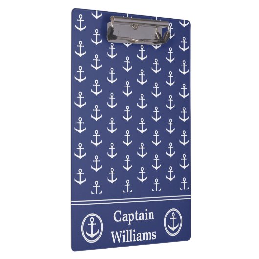 Ankermuster für nautisches dunkles Blau und Weiß Klemmbrett (Rechts)