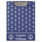 Ankermuster für nautisches dunkles Blau und Weiß Klemmbrett (Vorderseite)