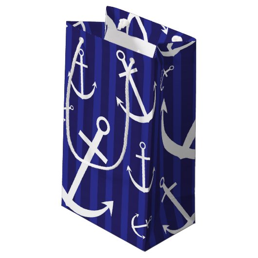 Ankermuster Kleine Geschenktüte (Rückseite Schrägansicht)