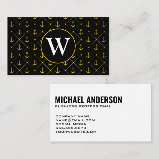 Ankermuster | Monogramm Visitenkarte (Vorne/Hinten)