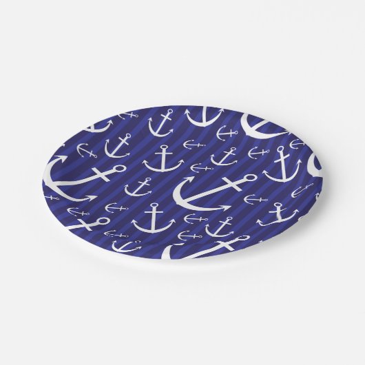 Ankermuster Pappteller (Schrägansicht)