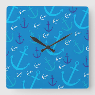 Ankermuster Quadratische Wanduhr