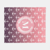 Ankermuster und Monogramm Fleecedecke (Vorderseite (Horizontal))