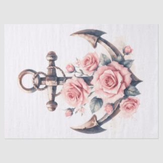 Ankern mit Rosenblütenrosen Seidenpapier