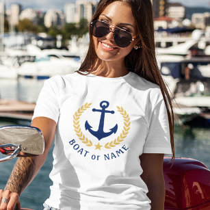 Ankern Sie Ihr Boot Name Gold Laurel Blätter White T-Shirt