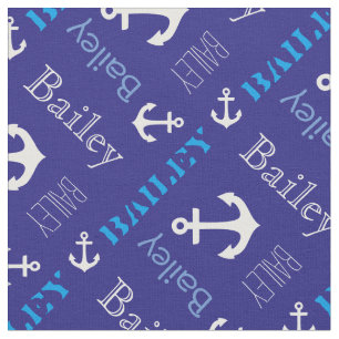 Ankerpersonalisiertes blaues Seetextnamensgewebe Stoff