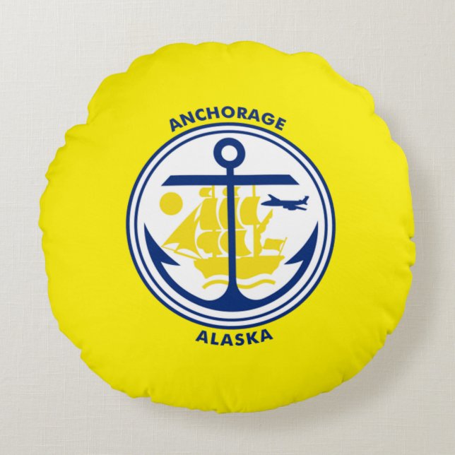 Ankerplatz (Alaska) Flagge Runde Kissen (Vorderseite)