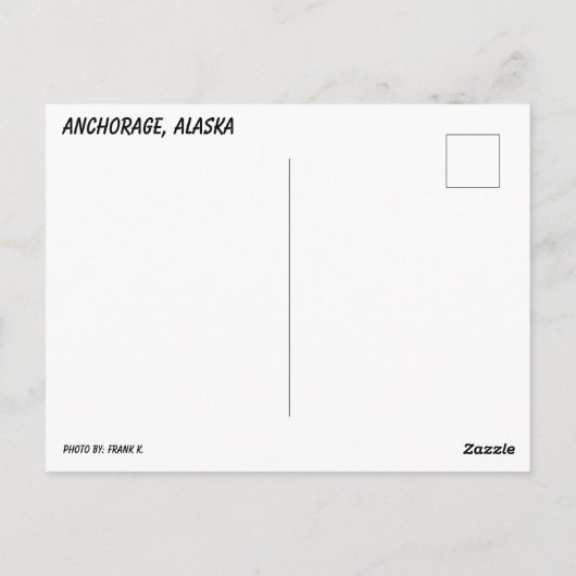 Ankerplatz, Alaska Postkarte (Rückseite)