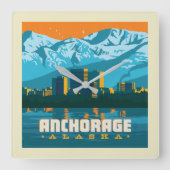 Ankerplatz, Alaska Quadratische Wanduhr (Vorderseite)