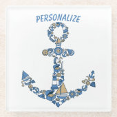 Ankerplatz Wasserschiff Ungewöhnlicher Leuchtturm Glasuntersetzer (Vorderseite)