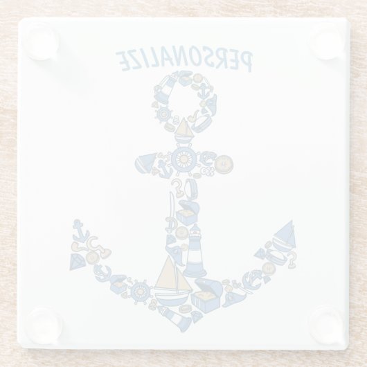 Ankerplatz Wasserschiff Ungewöhnlicher Leuchtturm Glasuntersetzer (Rückseite)