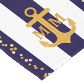 Ankerpunkt für Schwarze Streifen Gold Dots Monogra Kurzer Tischläufer (Ecke)