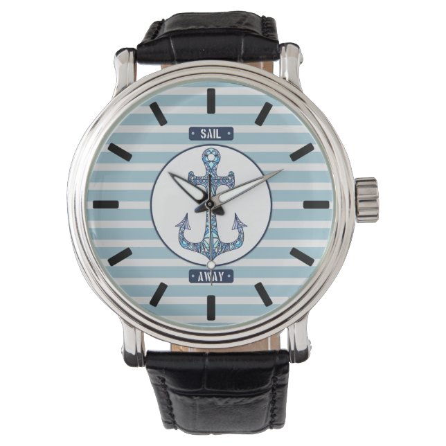 Ankerschiff absegeln - Design der nautischen Überw Armbanduhr (Vorderseite)