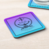 Ankerschiff auf Lila & blau Untersetzer (Linke Seite)