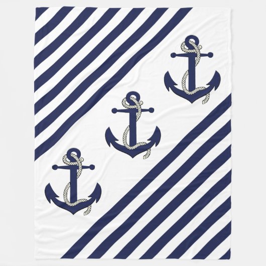 Ankerschiff/blaue/weiße Streifen der Marine Fleecedecke (Vorderseite)