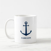 Ankerschiff der Nautic Navy Blue Individuelle Name Kaffeetasse (Links)