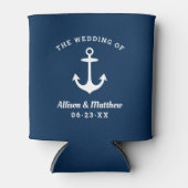Ankerschiff der Nautic Navy Blue Wedding Monogram Dosenkühler (Vorderseite)