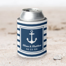 Ankerschiff der Nautic Navy Blue Wedding Monogram Dosenkühler