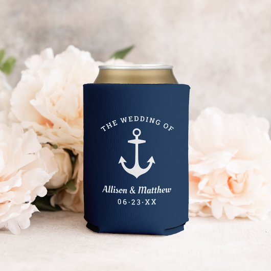 Ankerschiff der Nautic Navy Blue Wedding Monogram Dosenkühler